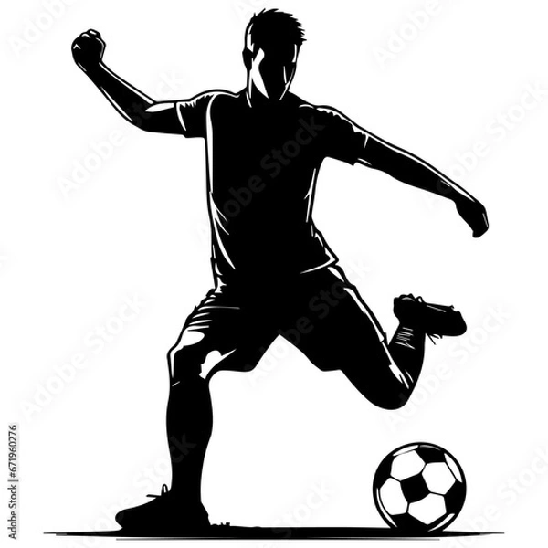 Fototapeta Soccer player vector silhouette, football player vector silhouette, soccer player silhouette illustration