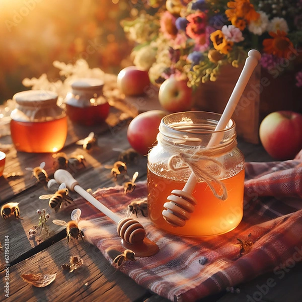 Obraz Honey jar AI generated image