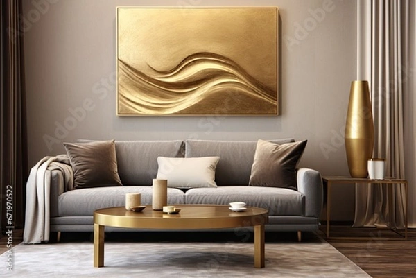 Fototapeta Gleaming Gold Wave: Subtle Abstract Art on a Rich Brown Background