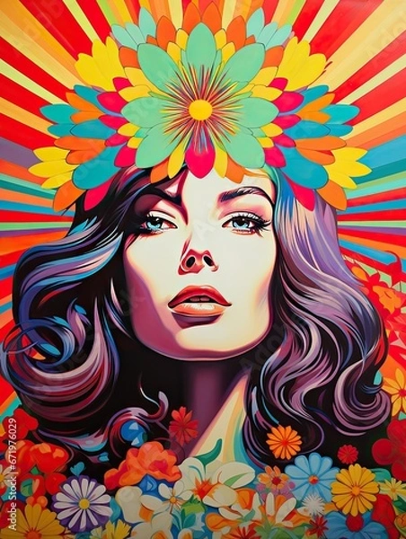 Fototapeta Psychedelic Pop Art: Retro Charm Bursting with Bold Colors