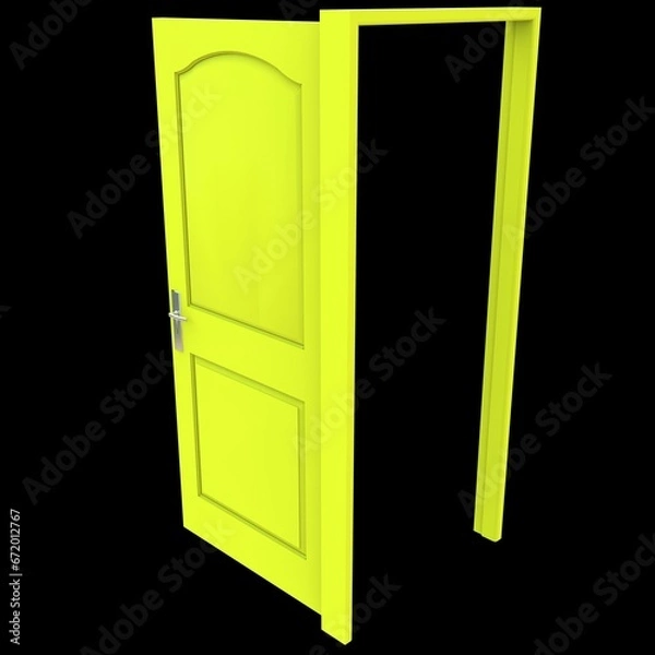 Obraz Yellow door Accessible Pathway with Isolated White Setting
