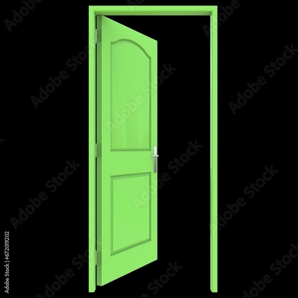 Obraz Green door Wide-Open Portal with Isolated White Backdrop
