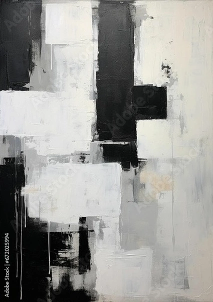 Fototapeta an abstract painting that has a cross and black and white colors