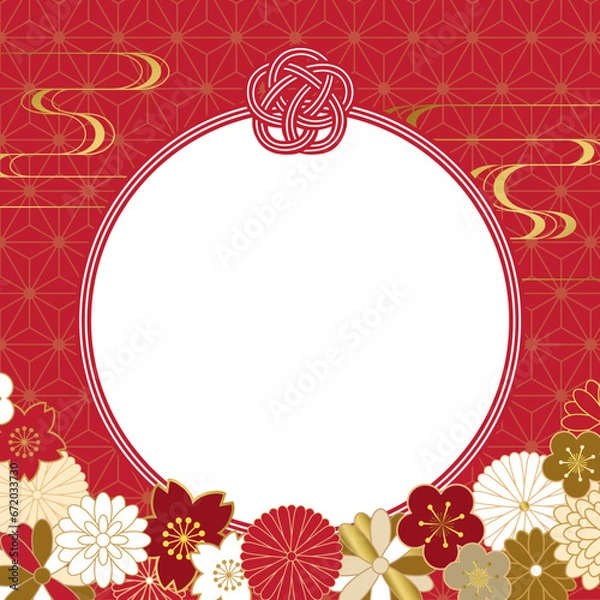 Obraz 和風花柄の背景素材（正方形）