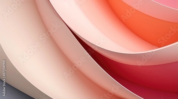 Fototapeta Macro photo. Abstract minimalistic background - paper art. Waves, paper cut. Single Frame from sheets of paper illuminated by neon light. Minimalism, copyspace. 3D effect.