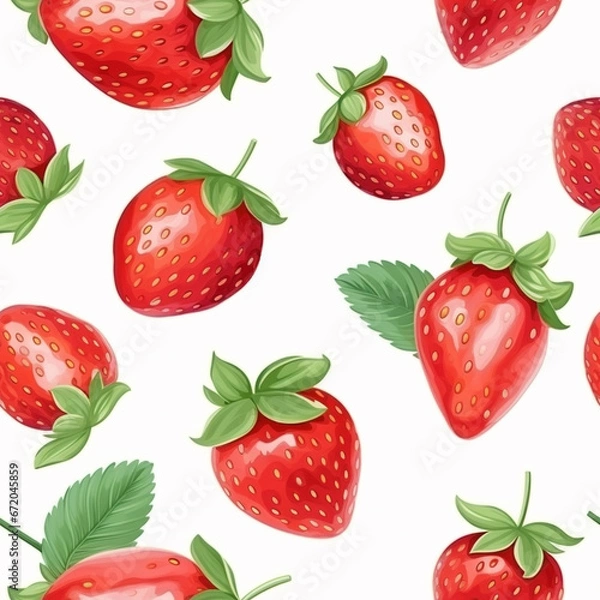 Fototapeta Watercolor Strawberry Seamless Pattern Vibrant Fruit