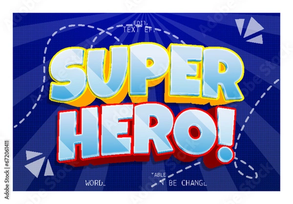 Obraz super hero editable text effect emboss cartoon style