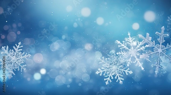 Fototapeta Watercolor snowflakes pattern on silver background - vector illustration of repeated snow texture