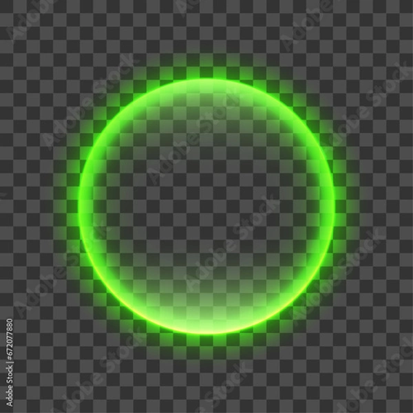 Fototapeta Vector neon round lamp wall sign isolated on transparent background vector neon shape glow frame border