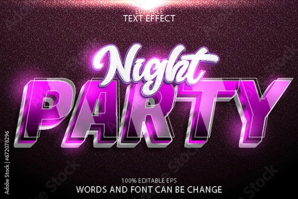 Obraz night party editable text effect emboss modern style