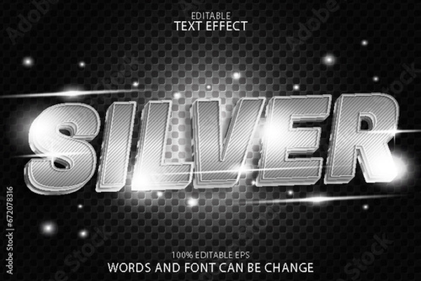Fototapeta silver editable text effect emboss modern style