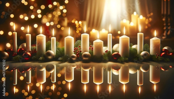 Fototapeta Christmas candles,  candles, xmas, generative ai