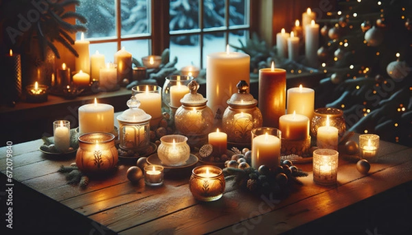 Obraz Christmas candles,  candles, xmas, generative ai