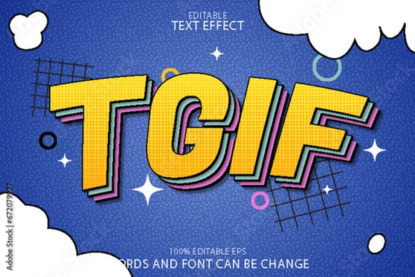 Fototapeta tgif editable text effect emboss cartoon style