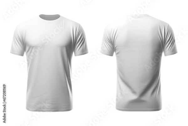 Fototapeta T-shirt mockup. White blank t-shirt front and back views on transparent Background PNG Generative AI