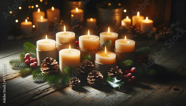 Obraz Christmas candles,  candles, xmas, generative ai