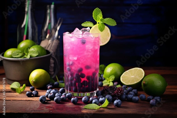 Obraz cocktail with lime and mint