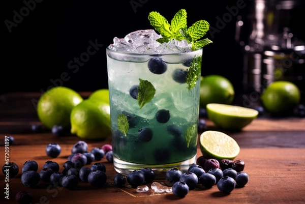 Obraz cocktail with lime and mint