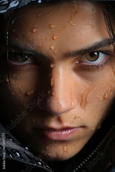 Fototapeta  Precision and concentration in a Wushu fighter's eyes, Generative AI