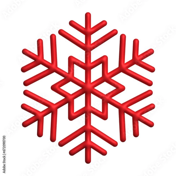 Fototapeta 3d realistic red snowflake christmas ornament decoration design for element