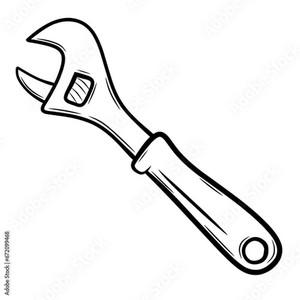 Fototapeta Line art of wrench isolated on white
