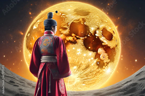 Fototapeta Draw a moon embracing the sun.
Generative AI