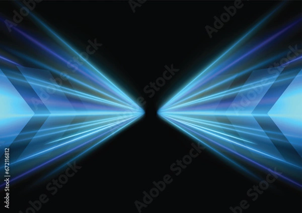 Obraz Modern abstract high-speed light motion effect on black background. vector illustration.