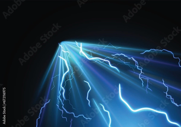 Obraz Modern abstract high-speed light motion effect on black background. vector illustration.