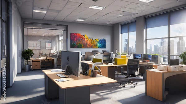 Fototapeta Interior office space. The open concept. Generative AI.