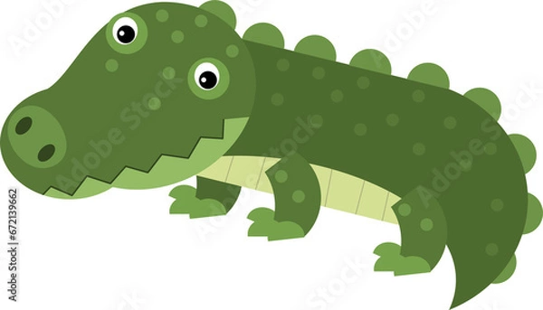 Fototapeta cartoon scene with happy crocodile alligator isolated safari illustration for children