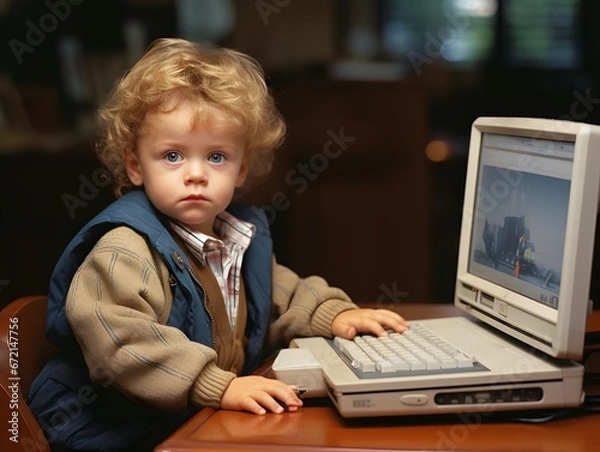 Fototapeta Working it Out: A Baby's Struggle in the IT Industry
