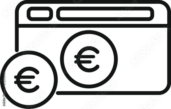Fototapeta Online web credit money icon outline vector. Change safe wallet. Check card