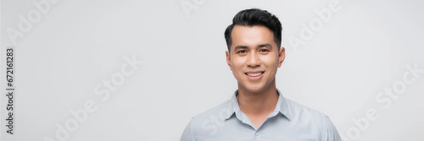Obraz Young asian man isolated on white background laughing