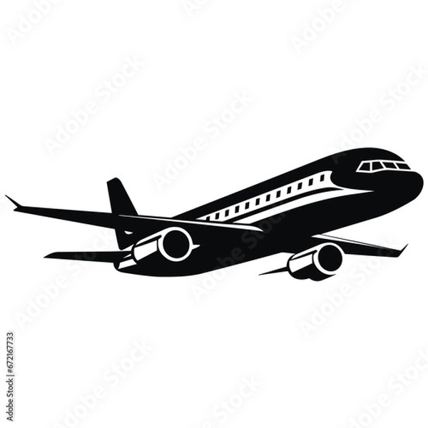 Fototapeta Icon Illustration of Airplane Isolated on White Background. Vector SVG