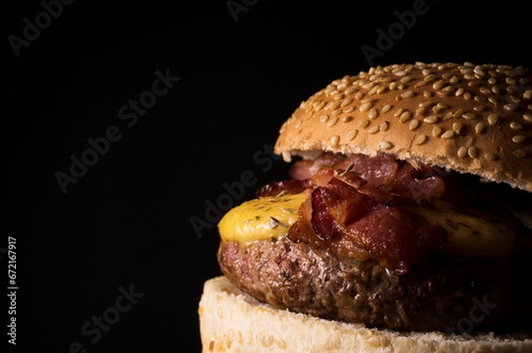 Obraz hamburger on black background