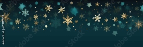 Fototapeta Background of Shimmering Snowflakes and Radiant Ornaments on a Peaceful Night - Generative A