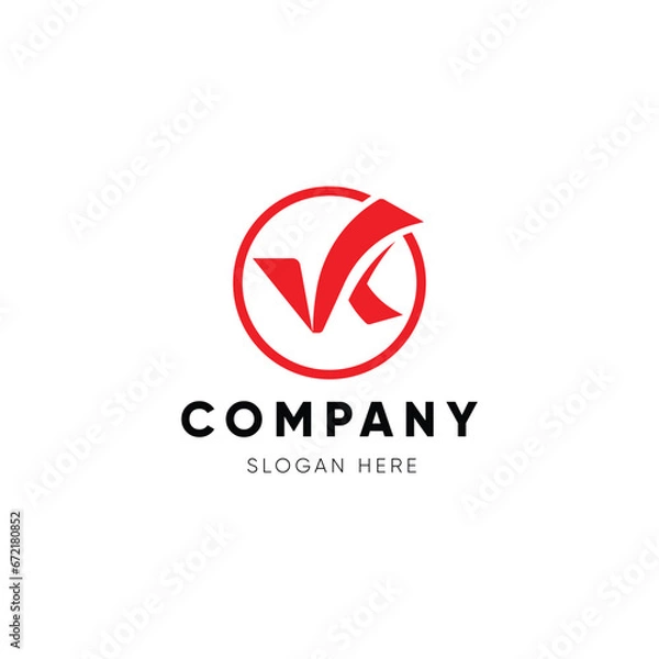 Fototapeta Lettermark Initials monogram vk, kv logo design template