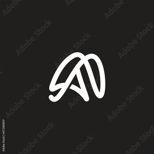 Fototapeta Lettermark Initials monogram am, ma logo design template