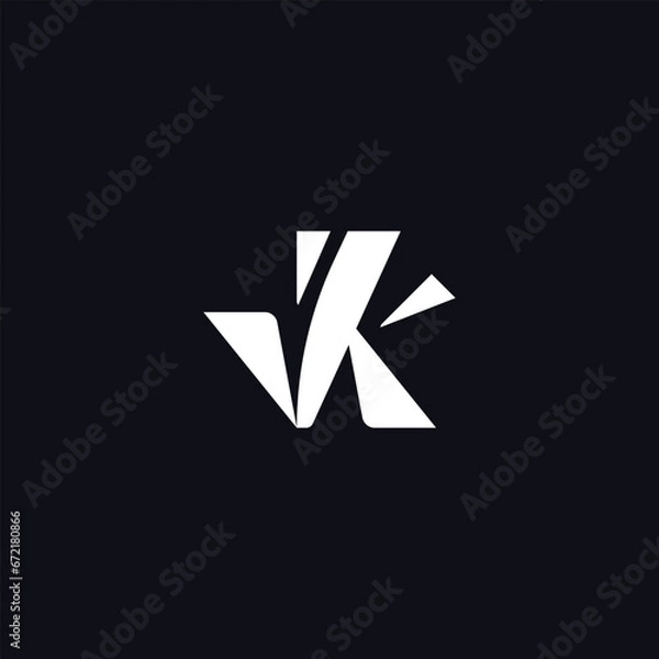 Fototapeta Lettermark Initials Monogram Vk, KV logo design template