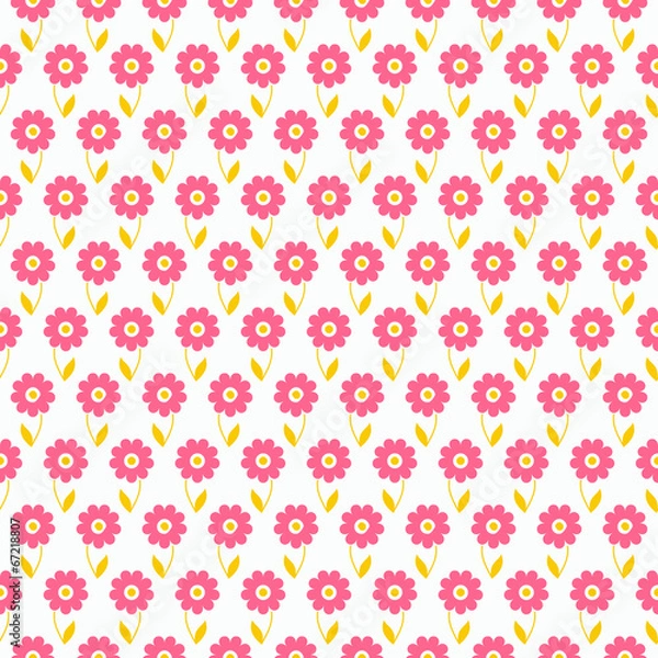 Fototapeta Light summer vector seamless pattern (tiling). Fond pink, white