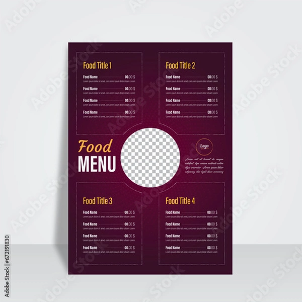 Obraz One sided food menu design