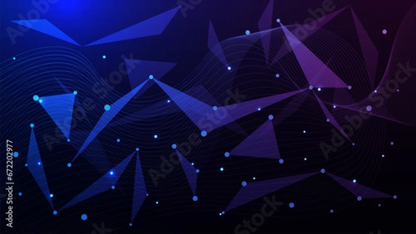 Fototapeta Abstract digital technology concept with connecting dots and lines. Modern tech, network connection and global communication background.