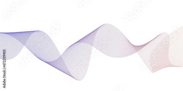 Fototapeta abstract red blue wave, geometric DNA texture background, Vector illustration. Wave with lines created using blend tool. Curved wavy line.