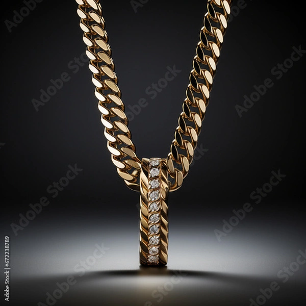 Fototapeta golden chain on a white background, close - up