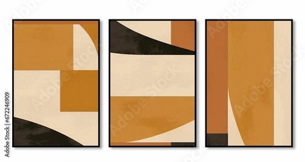 Fototapeta AI generated illustration of a variety of three abstract vibrant painting designs