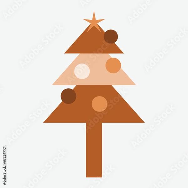 Fototapeta Christmas trees, pines for greeting cards, invitations, banners, web. New Year's and Christmas traditional symbol tree with garlands, light bulbs, and stars. Winter holiday. Icons collection