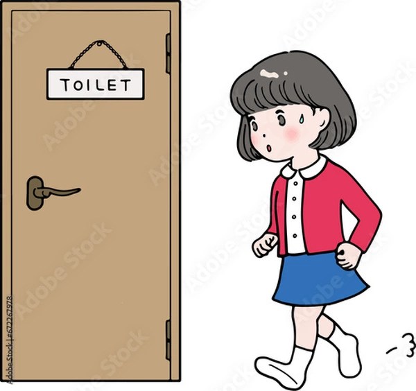 Fototapeta トイレに急ぐ女の子