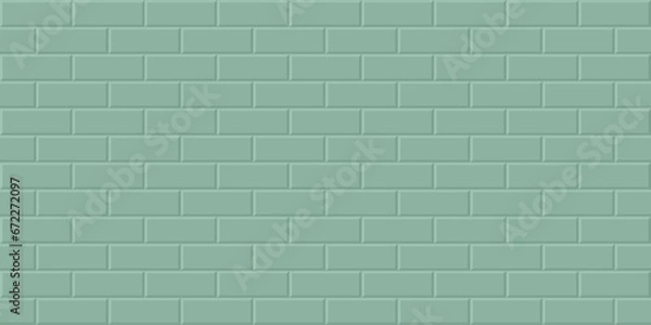 Fototapeta Green brick wall background, Abstract geometric seamless pattern design, Vector illustration