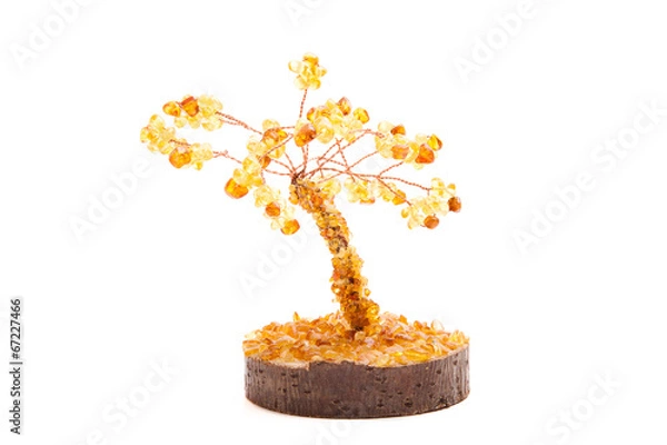 Obraz tree of happiness amber  isolated over white