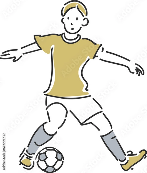 Obraz サッカーをする少年のイラスト